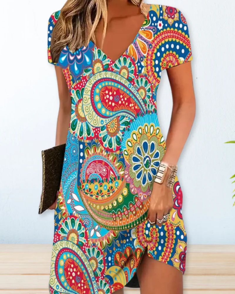 Heidi-Mode | Kurzärmeliges Sommerkleid für Frauen