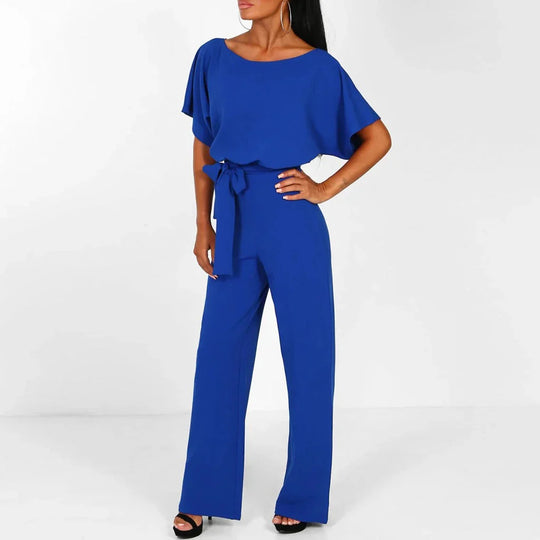 Heidi-Mode | Eleganter Beiger Jumpsuit mit Gürtel