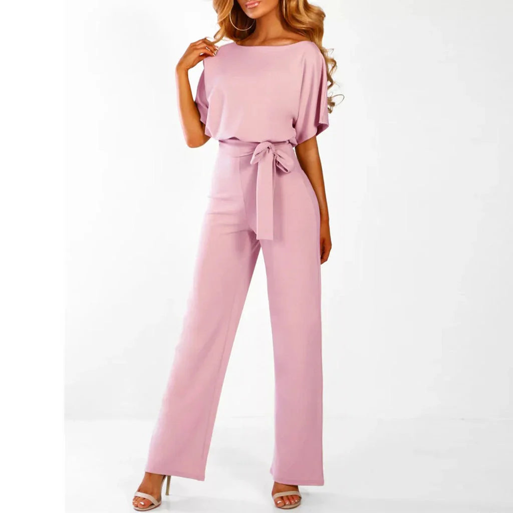 Heidi-Mode | Eleganter Beiger Jumpsuit mit Gürtel