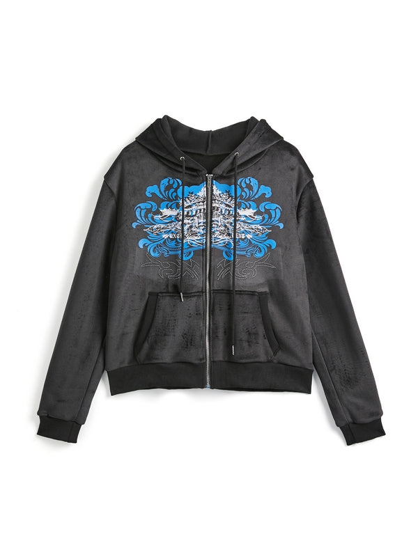 Heidi Strass Druck Zip Up Hoodie