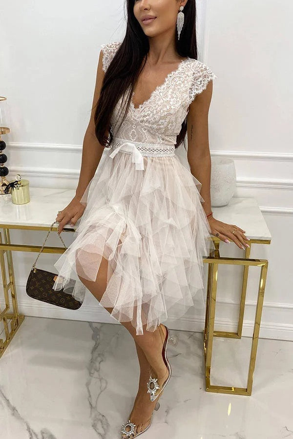 Heidi-Mode | Unendliche Schönheit Spitzen Tüll Midi Kleid