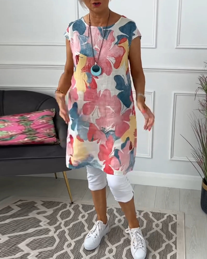 Heidi-Mode | Lässiges Longtop mit Farbenfrohem Blumenprint