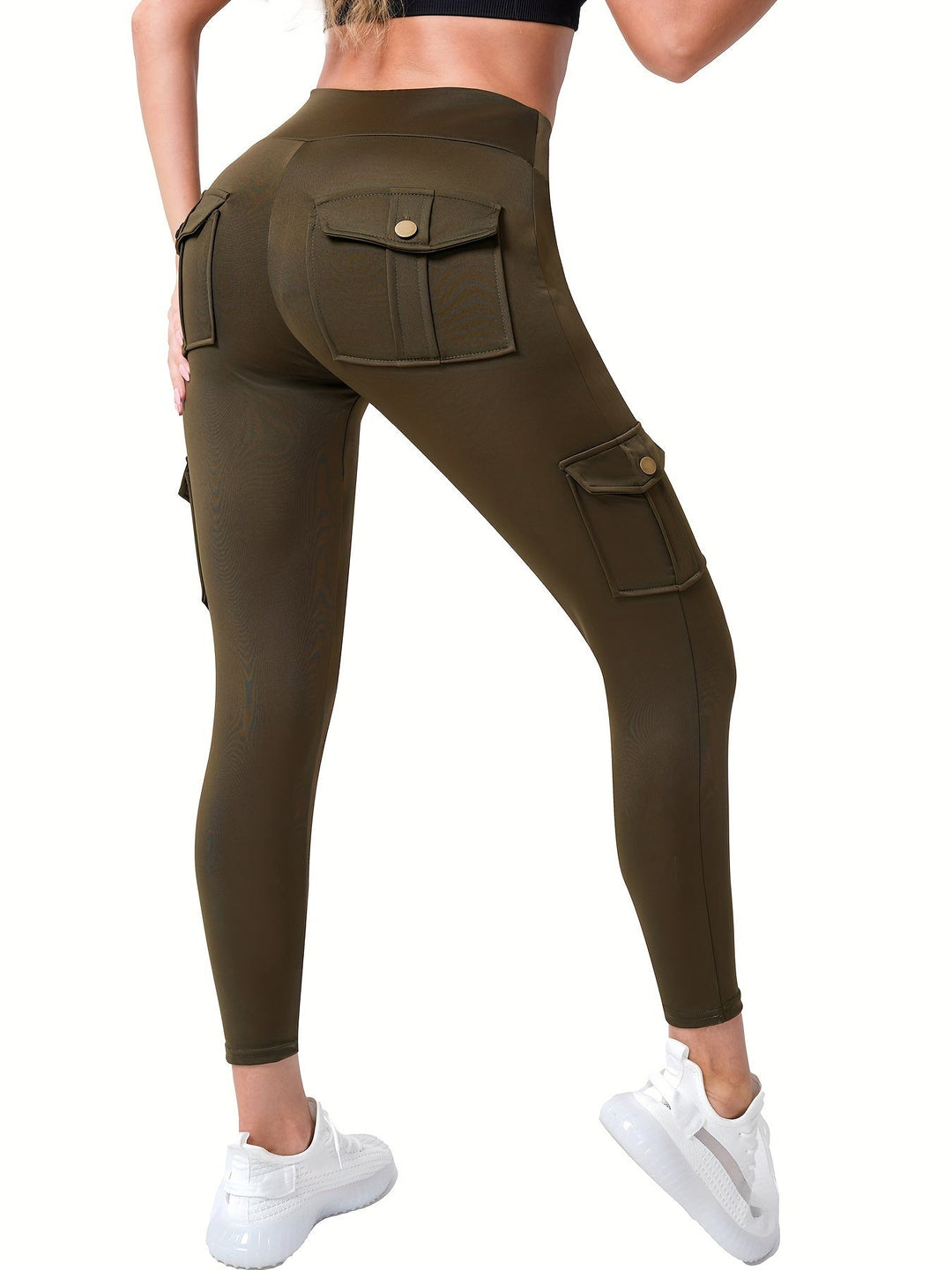 Heidi-Mode | Modische Stretch Yoga Legging mit Hoher Taille und Mehreren Taschen