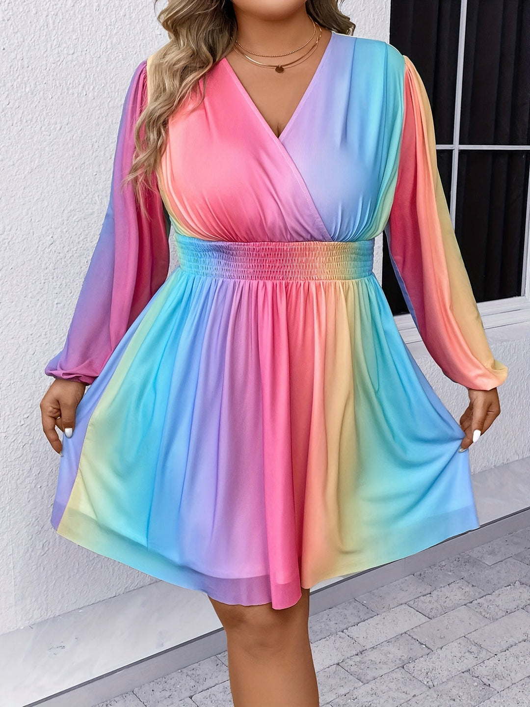 Plus Size Regenbogenkleid - Lina