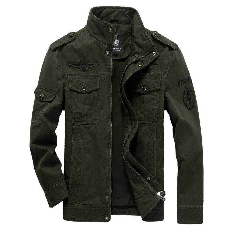 Heidi-Mode | Langärmelige Reißverschluss Militärisch Inspiriert Jacke mit Taschen