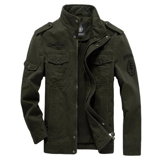 Heidi-Mode | Langärmelige Reißverschluss Militärisch Inspiriert Jacke mit Taschen