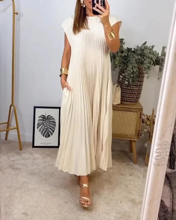 Kurzärmliges Plisseekleid