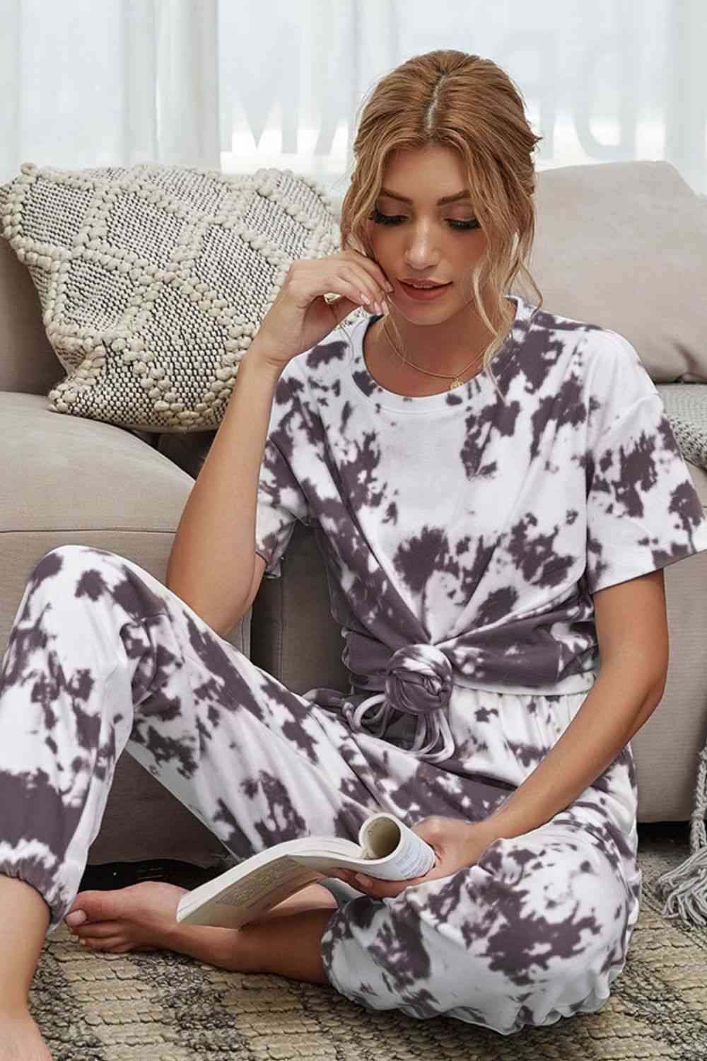 Heidi-Mode | Tie-Dye T-Shirt und Drawstring Taille Jogginghose Lounge Set