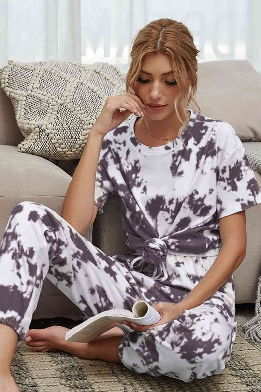 Heidi-Mode | Tie-Dye T-Shirt und Drawstring Taille Jogginghose Lounge Set
