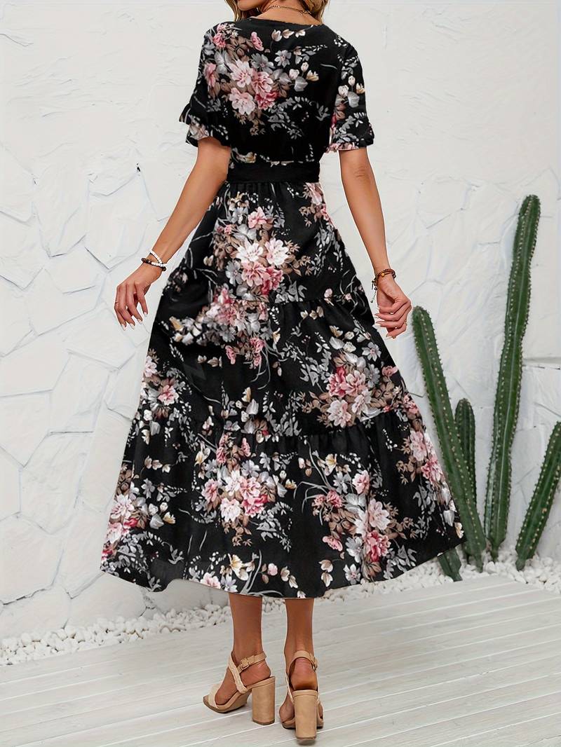 Heidi – kurzärmliges kleid mit blumendruck