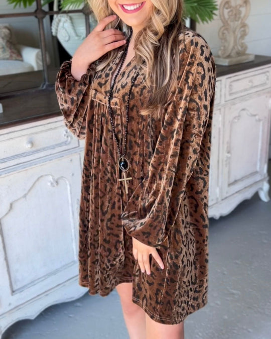 Heidi-Mode | Wechselnde Jahreszeiten Mode Leopard Samt Kleid