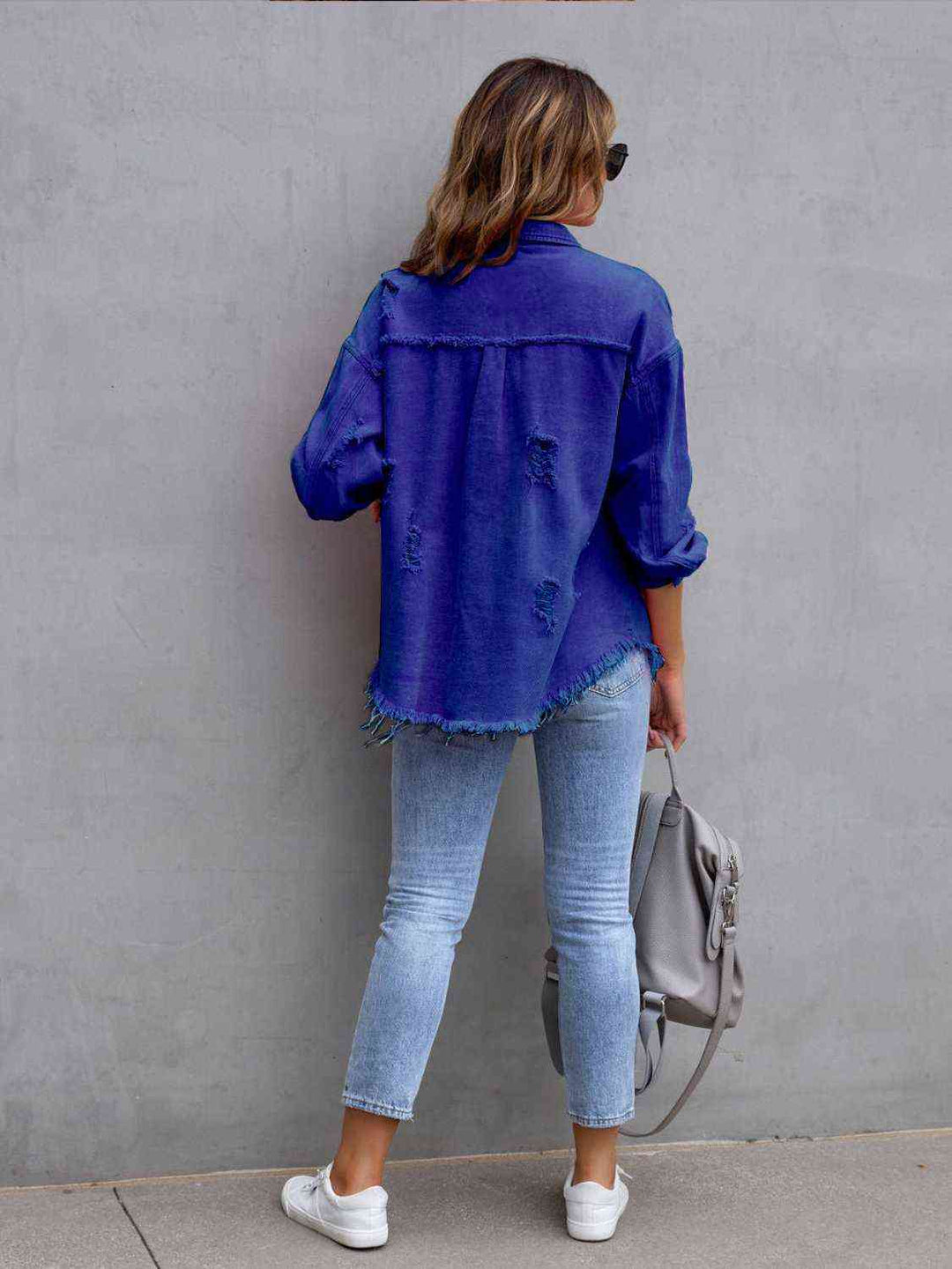 Heidi-Mode | Zerrissene Drop Shoulder Denim Jacke