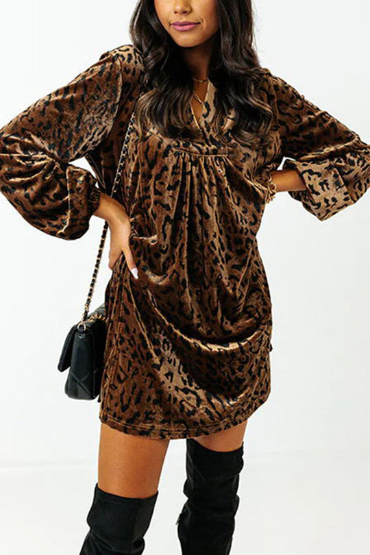 Heidi-Mode | Wechselnde Jahreszeiten Mode Leopard Samt Kleid