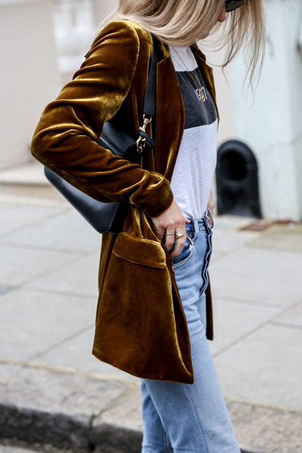 Heidi-Mode | Samt Blazer mit Schickem Taillierten Schnitt für Damen