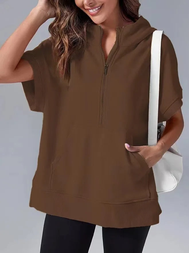 Heidi-Mode | Lässiger Kurzarm-Kapuzenpullover