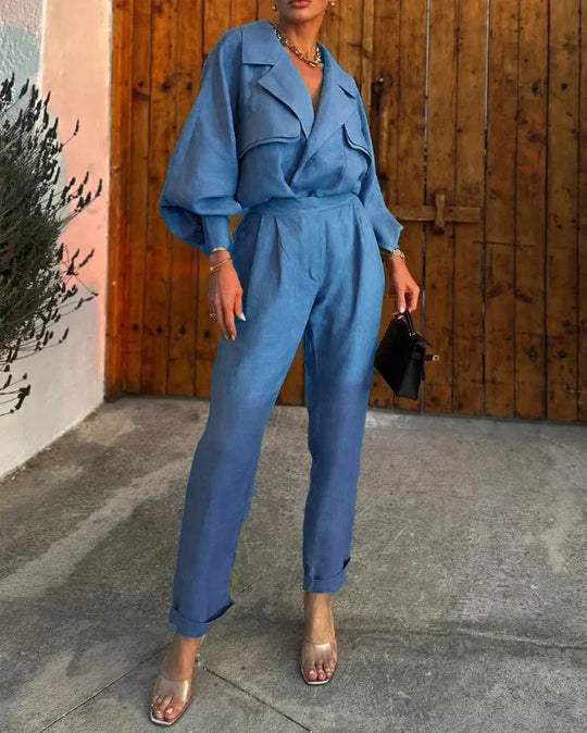 Heidi-Mode | Damen Eleganter Leichter Anzug mit Revers und Handgefertigter Qualität