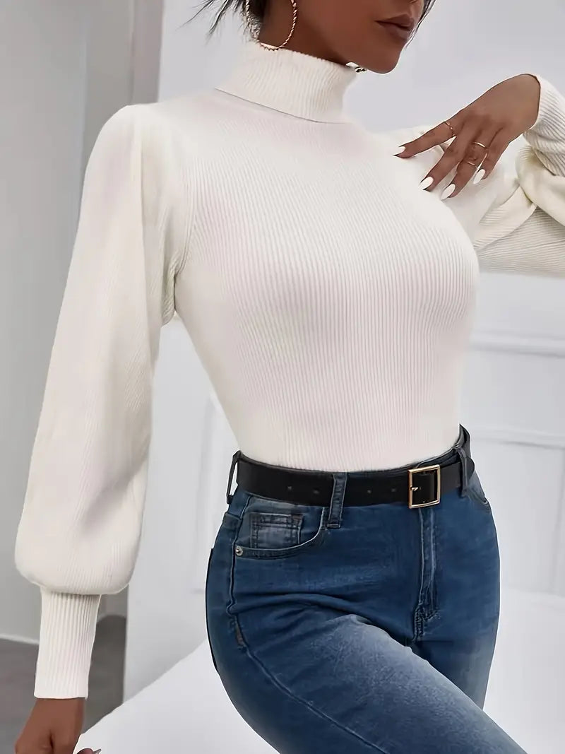 Heidi-Mode | Geschnittener Pullover mit eleganten Laternenärmeln