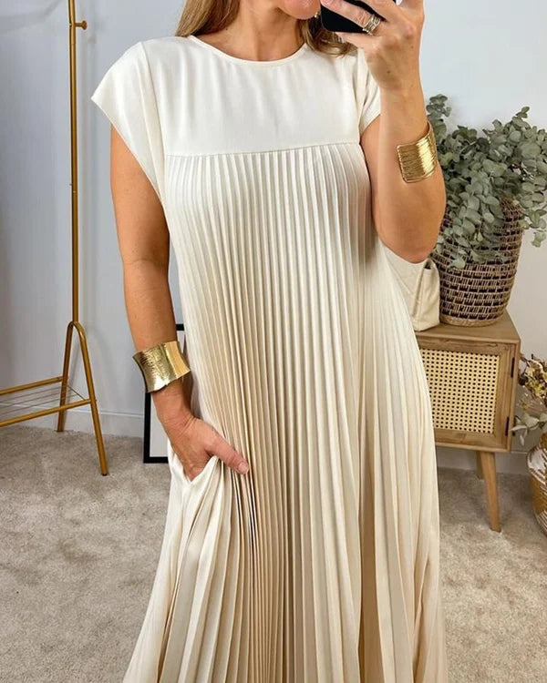 Kurzärmliges Plisseekleid