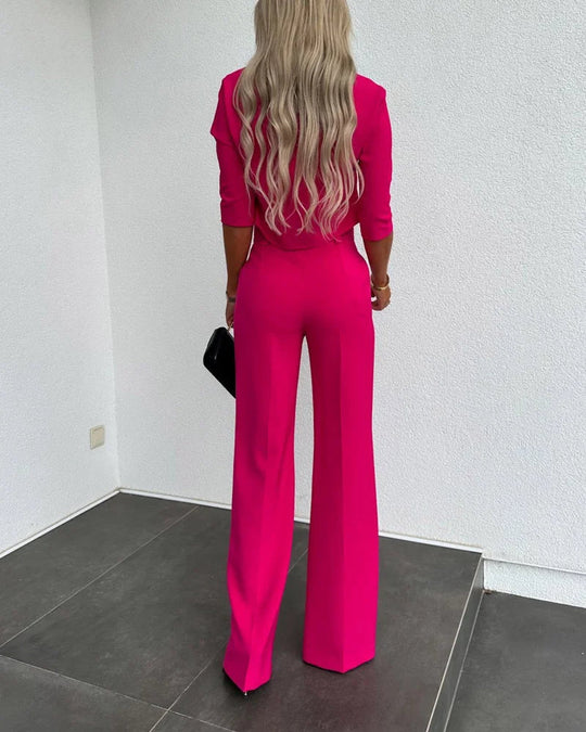 Heidi-Mode | Eleganter Damen Zweiteiler mit Schlaghose und Crop Top