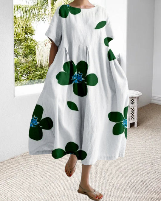 Heidi-Mode | Lockeres, Kurzärmliges, Bedrucktes Kleid