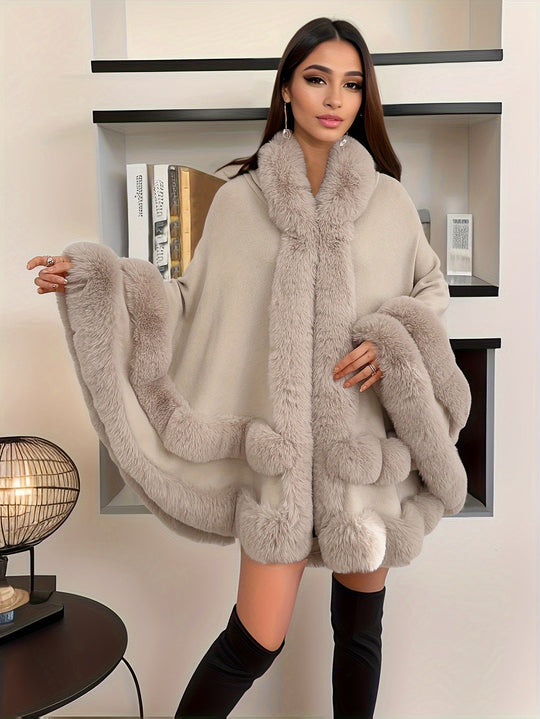 Heidi-Mode | Oversized Furry Cape Jacke für Frauen