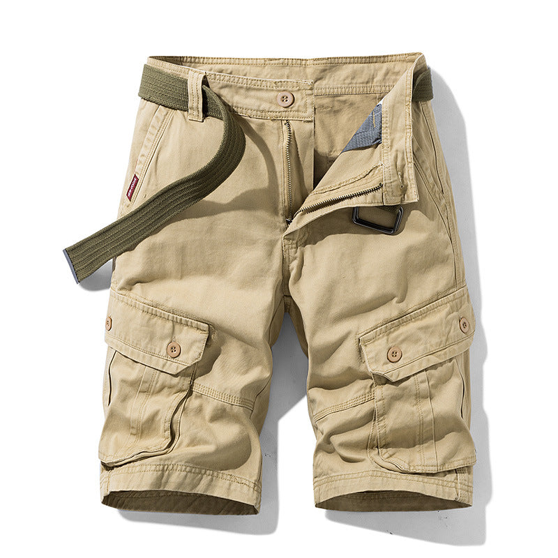 Steven | Solide Farbe Multi-Pocket Cargo Shorts Männer