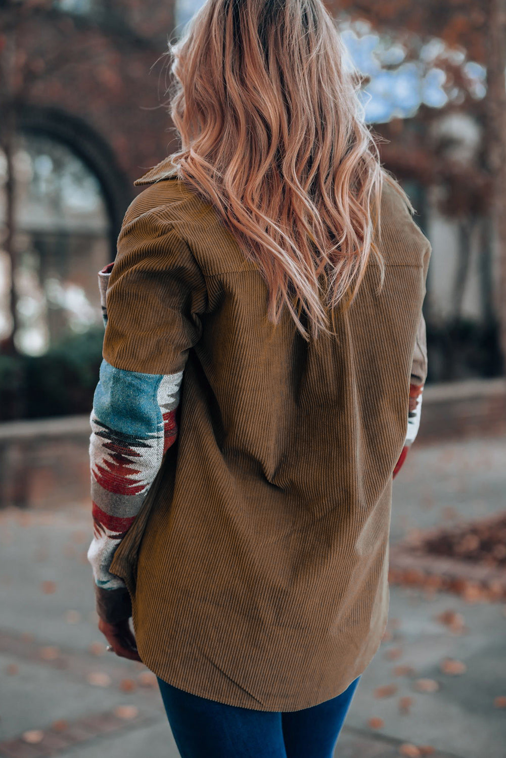 Cordjacke Mit Aztekenmuster