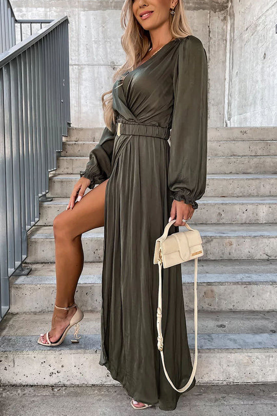 Heidi-Mode | Schaffende Magie Lange Ärmel Gürtel Maxi Kleid