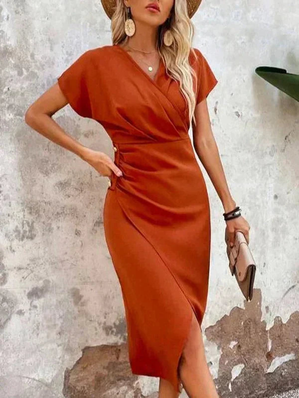 Heidi - midikleid mit v-ausschnitt