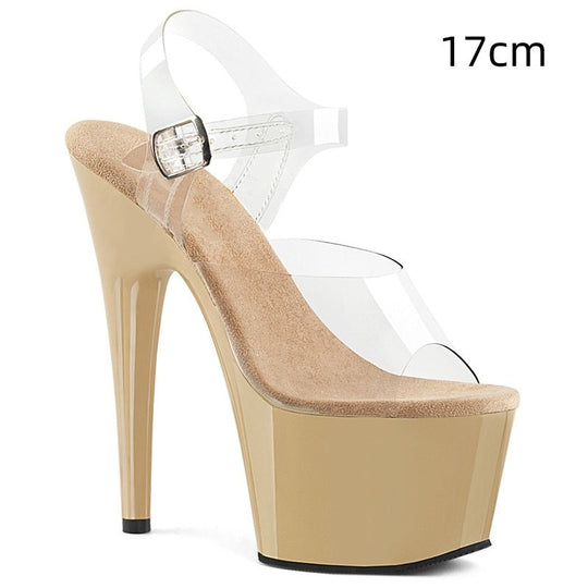 Heidi-Mode | 17Cm Stiletto-Absatz Pole Dance Schuhe Schnalle Peep Toe Sandalen Wasserdichte Plattform Nacht Show Catwalk Show High Heels