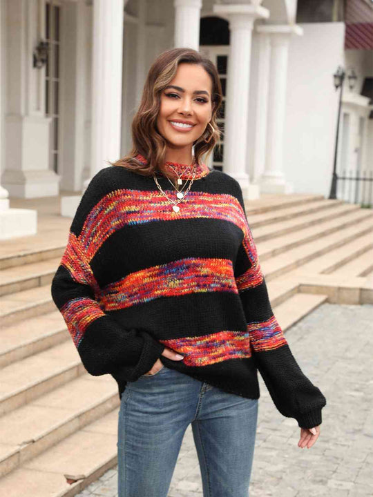 Heidi-Mode | Gestreifter Drop Shoulder Pullover