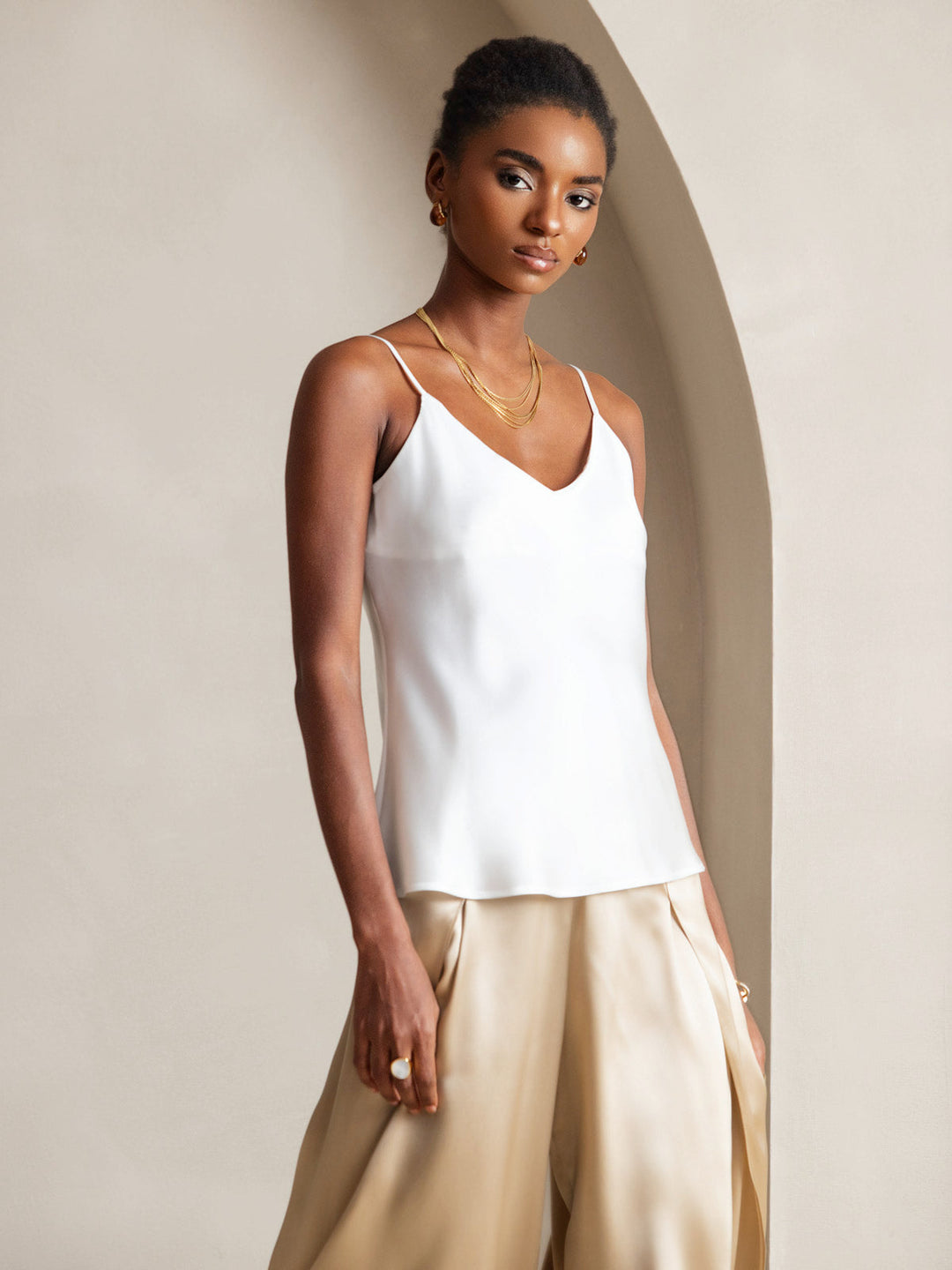 Heidi-Mode | V-Ausschnitt Reine Seide Spaghettiträger Camisole Top