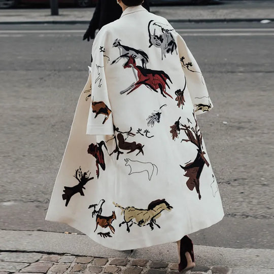 Heidi-Mode | Eleganter Damen Cardigan Langer Mantel Mit Stilvollen Mustern Für Lässige Eleganz