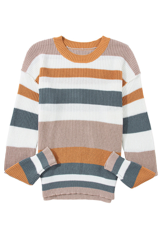 Classic Rundhalsausschnitt Colorblock Strickpullover