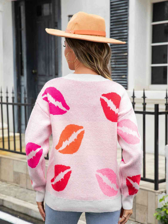 Heidi-Mode | Lip V-Ausschnitt Drop Shoulder Pullover