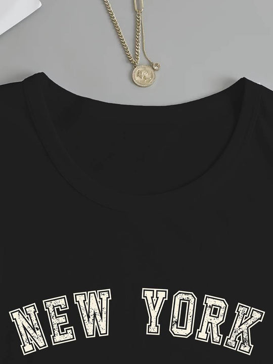 Heidi – t-shirt mit rundhalsausschnitt und new york-print