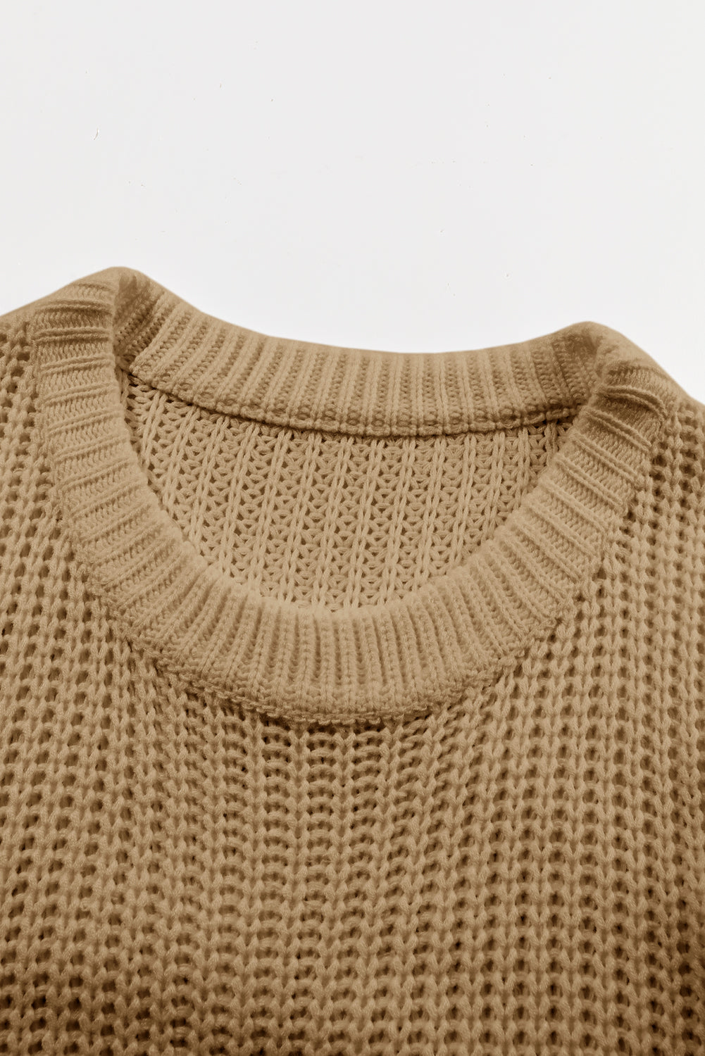 Rippenstrick Rundhalsausschnitt Slouchy Chunky Pullover