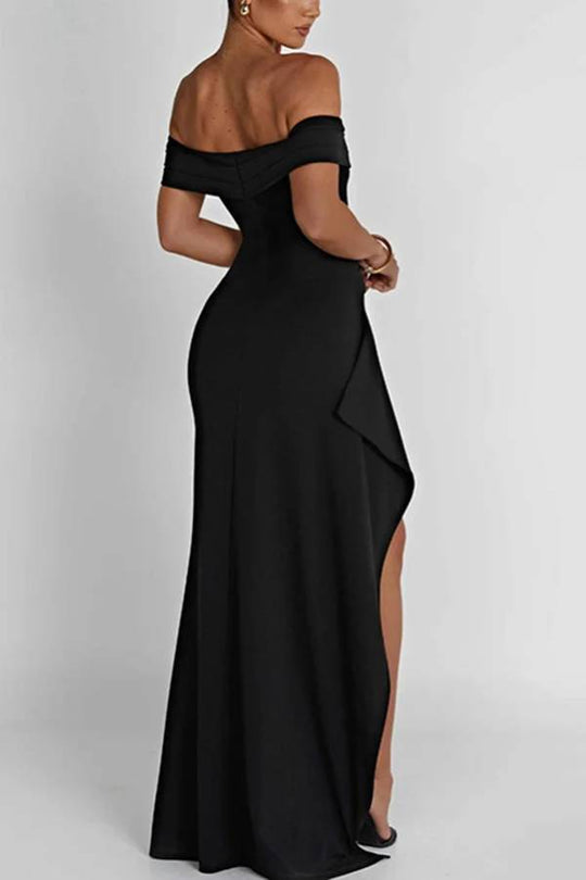 Heidi-Mode | Sexy Lady Off Shoulder Hoher Schlitz Maxi Kleid