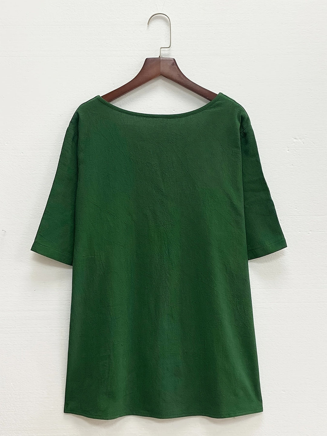 Heidi-Mode | Damen Leinen Bluse Plus Size Lässiges Pullover Shirt mit Kurzärmeln und Druck