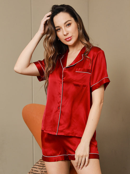 Heidi-Mode | 100% Seide Pyjamas Kurzes Pyjamas Set 2 Stk
