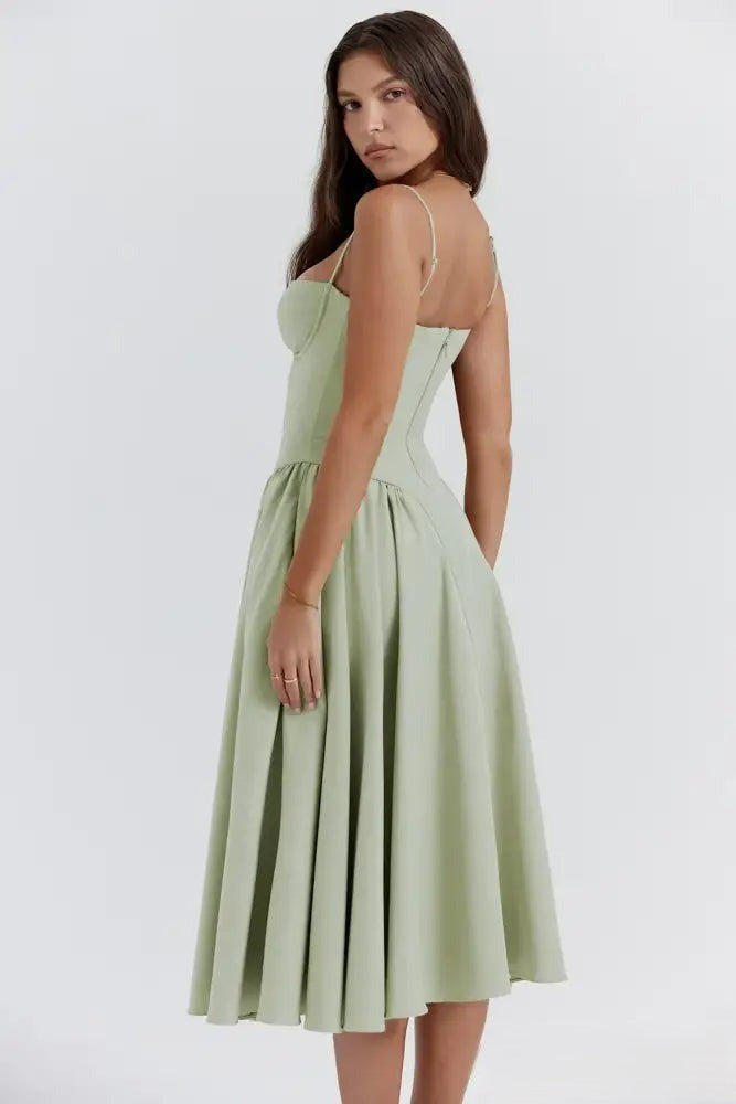 Heidi-Mode | Korsett Midikleid mit Ärmeln Attraktive Passform