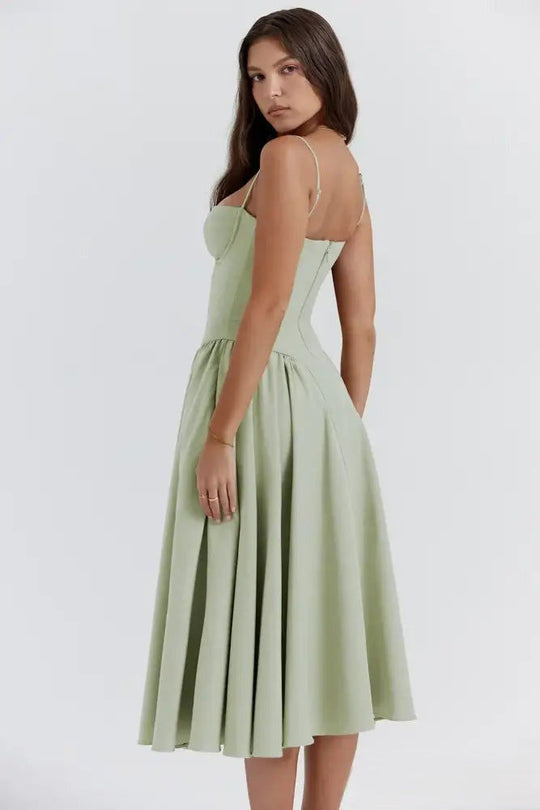 Heidi-Mode | Korsett Midikleid mit Ärmeln Attraktive Passform