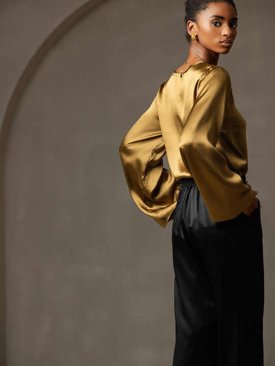 Heidi-Mode | Seiden Langarm Bluse