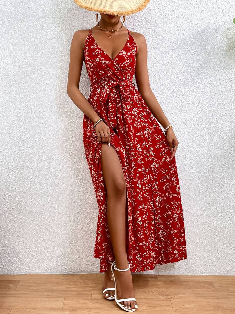 Heidi – Florales Cami-Kleid Mit Seitenschlitzen