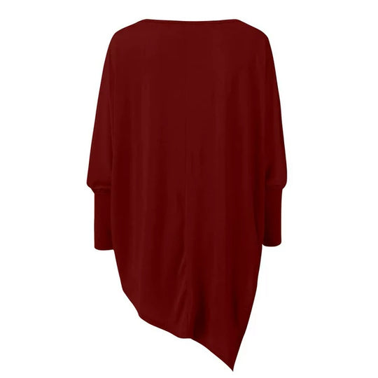 Heidi-Mode | Top Asymmetrisch Schwarz Langarm Tunika