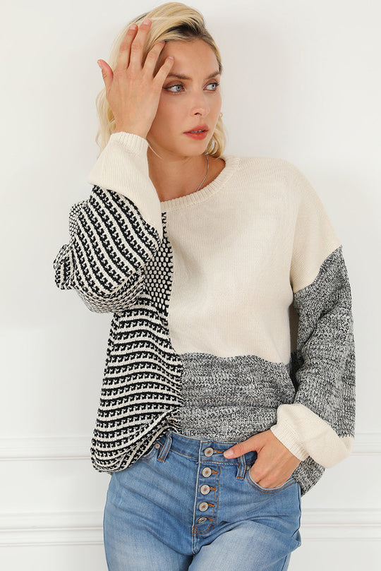 Neutraler Colorblock Pullover Zum Binden