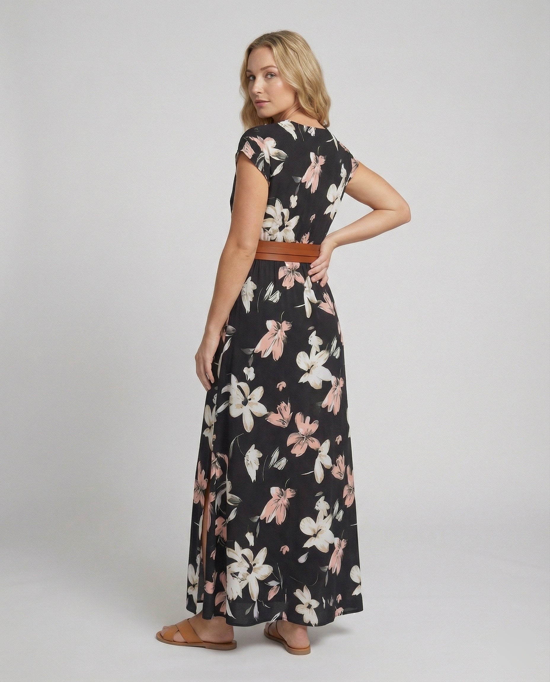 Boho Langes Maxikleid mit Blumenmuster für Sommer & Urlaub | Heidi-Mode
