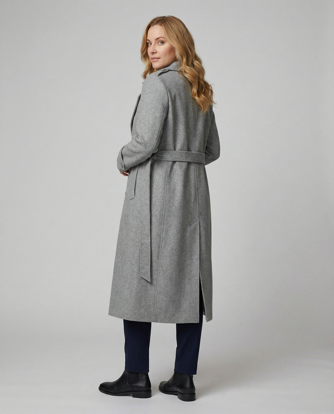 Damen Eleganter lang geschnittener Überwurf mit Doppelknotung Heidi Mode