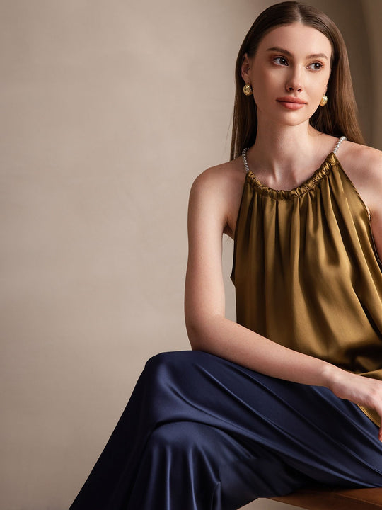 Heidi-Mode | Seiden Perlenknoten Hals Tanktop