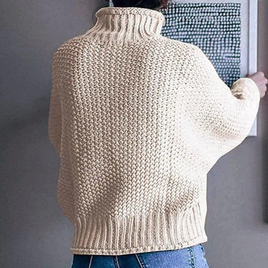 Gemütlicher Rollkragenpullover mit grober Stricktextur